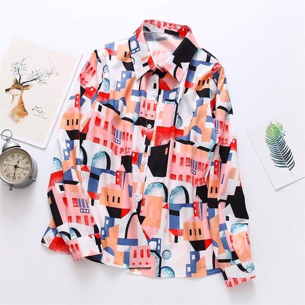 

loose print long sleeve shirt female korean harajuku cute women's shirts ulzzang japanese kawaii vintage clothes for women blouses &, White