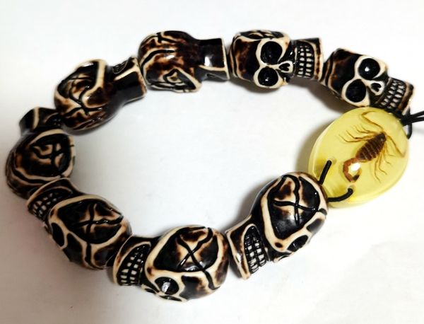 

punk gothic skull real scorpion demon bracelet retro men's party biker jewelry, Black