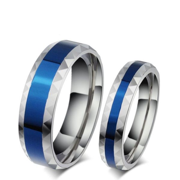 

wedding rings forever lovers 316l stainless steel women men couple blue&silver color band promise gift, Slivery;golden