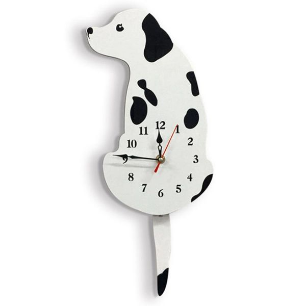 

acrylic cartoon dog hanging clock creative cute white wagging tail wall for household decorative clocks