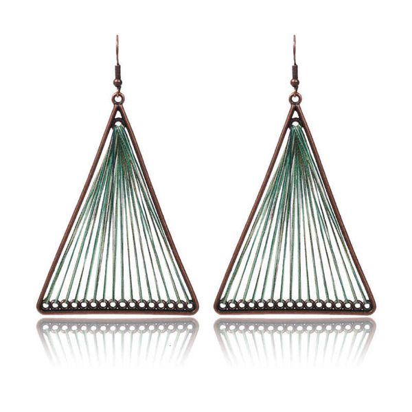 

earring personality triangle green line earrings exaggerated large earrings mixed batch, Golden