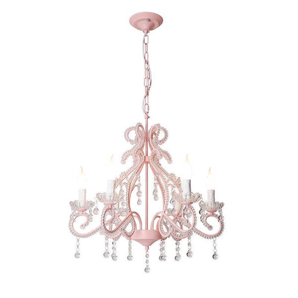 

pendant lamps princess room chandelier children's bedroom girl pink crystal lamp