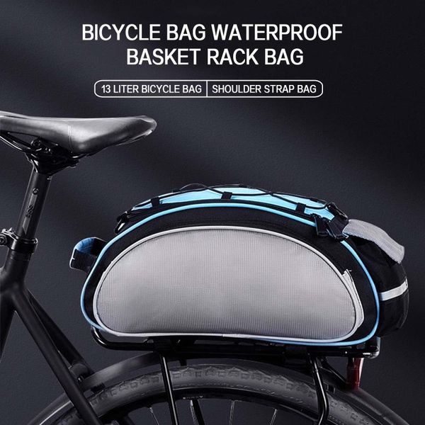 

storage bags bicycle 13l carrier bag bike rack pannier trunk basket back seat shelf pouch cycling luggage shoulder handbag