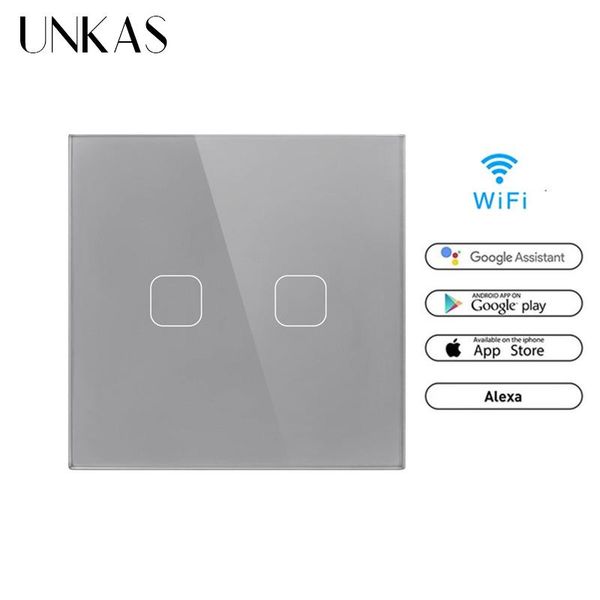

smart home control unkas eu standard google amazon alexa voice 1/2 gang touch switch tuya smartlife wifi app light