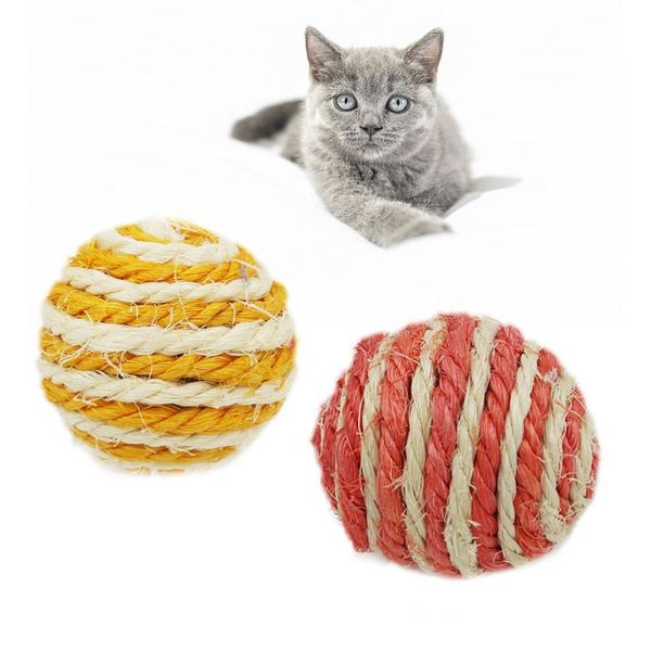 

2pcs sisal kitten teaser playing chew scratch pet cat toys (random color)