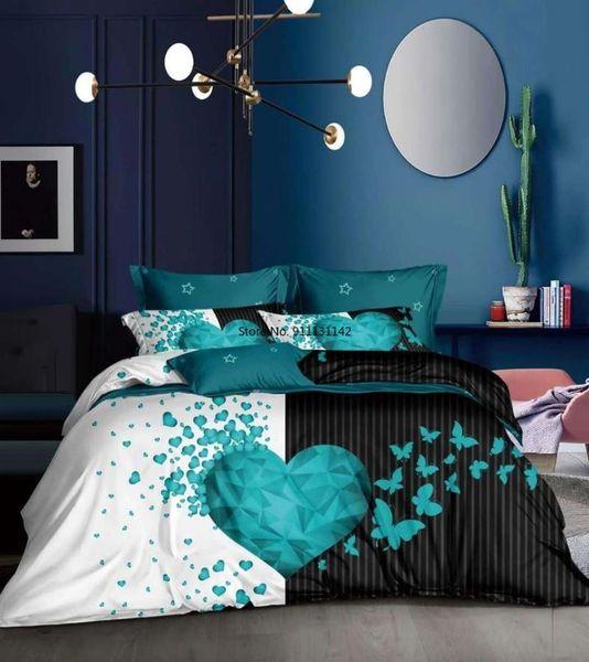 

bedding sets fashion home life deluxe 3d color heart printed 2/3 piece down quilt cover pillowcase  and king size