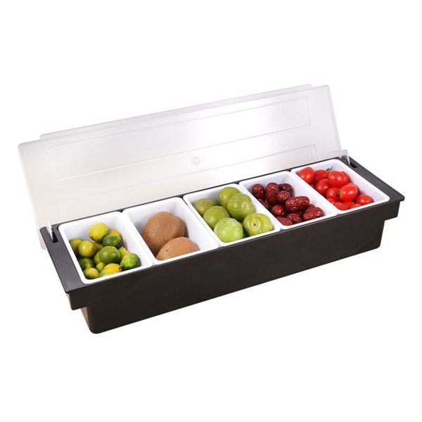 

bar condiment box holder drinks fruit garnish cocktail decorative ktv kitchen 5 compartment seasoning case storage bottles & jars
