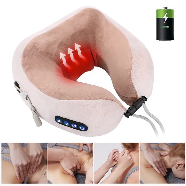 

electric neck massager u shaped pillow multifunctional portable shoulder cervical massager kneading heating neck port pillow