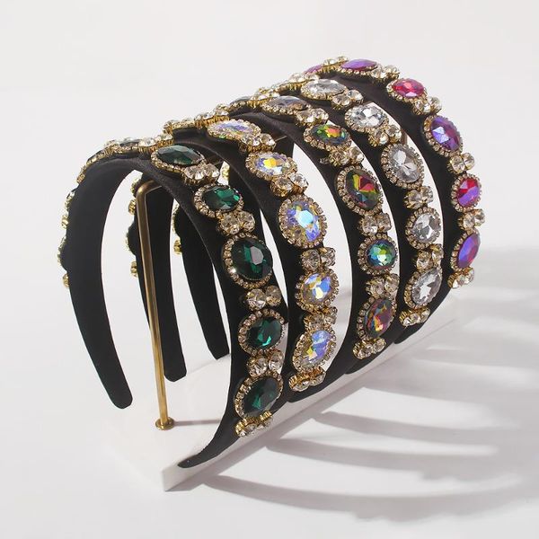 

hair accessories fashionable trendy baroque hoop fashion luxury color diamond headwear headband, Slivery;white