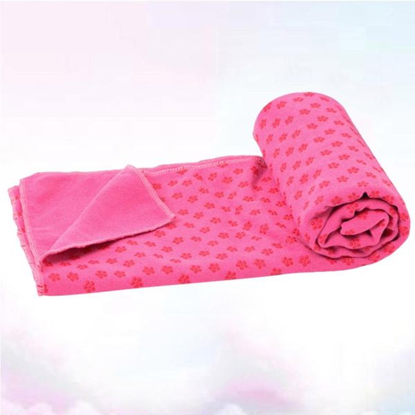 

non slip yoga mat cover towel sport fitness exercise pilates blanket with mesh bag (rosy) mats