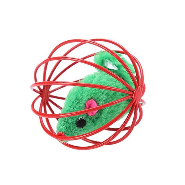

cat toys iron frame interactive toy scratch ball simulated plush mouse cage plastic artificial colorful kitten teaser pet animal supplies