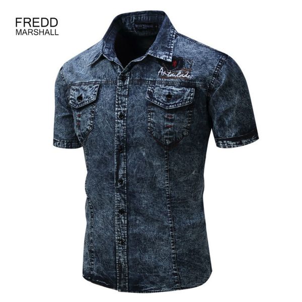

fashion brand mens shirt big size short sleeves denim shirt men long sleeve casual dress male jean solid shirts male 210518, White;black