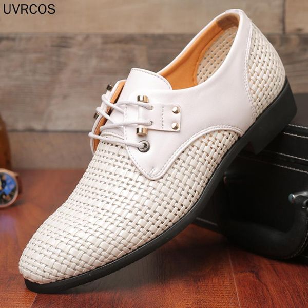 

dress shoes sandals men's summer non-slip breathable business suits casual hole soft sole leather white hollow, Black