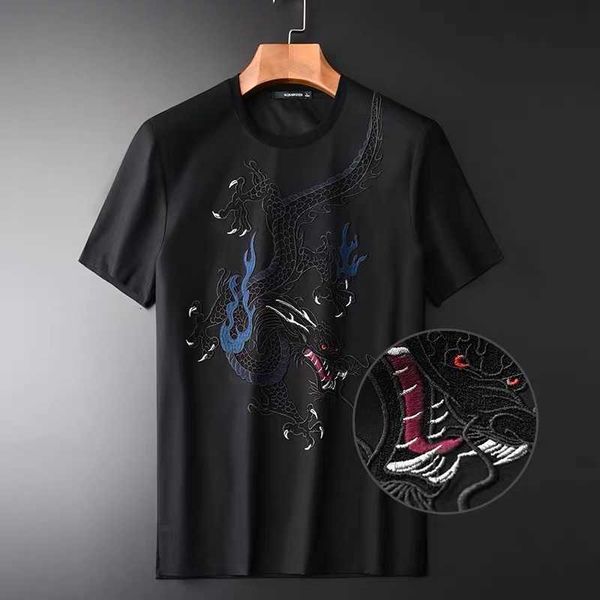 

men's t-shirts t shirts embroidered t-shirt men's crew neck slim bottoming shirt national style fashion pattern short s l0ak, White;black