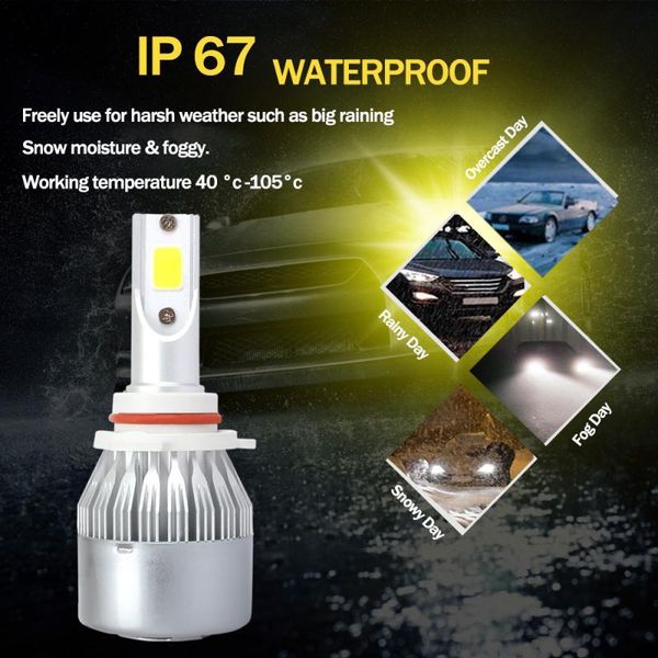 

car headlights 2 pcs h1 h7 led headlight 9006 9005 h3 h8/h9/h11 72w 8000lm c6 headlamp hi/low power bulbs kit automobile accessories