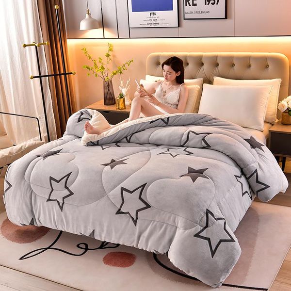 

comforters & sets winter wool quilt thickened warm 8 jin 10 milk coral plush core