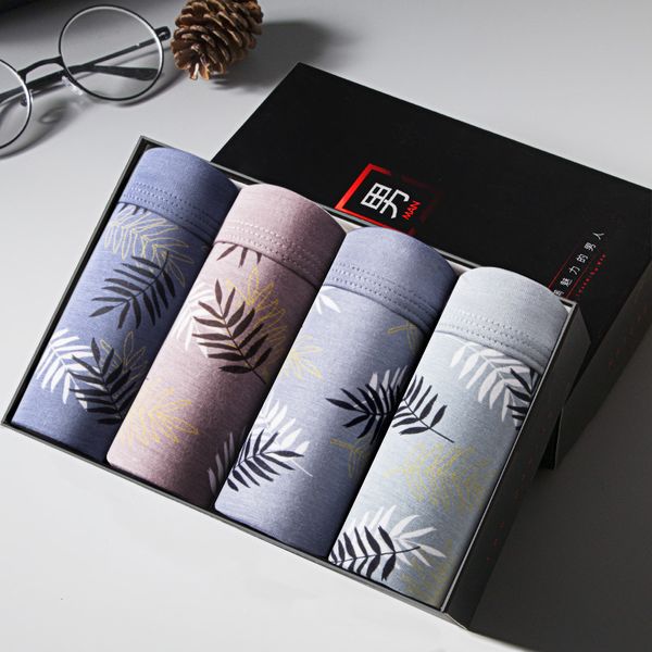 

4 pairs of modal men's underwear 3d seamless loose comfortable boxed shorts, Black;white