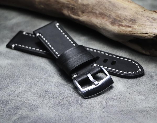 

watch bands handmade watchband band genuine cowhide leather 23mm strap & brand black leisure bracelet, Black;brown