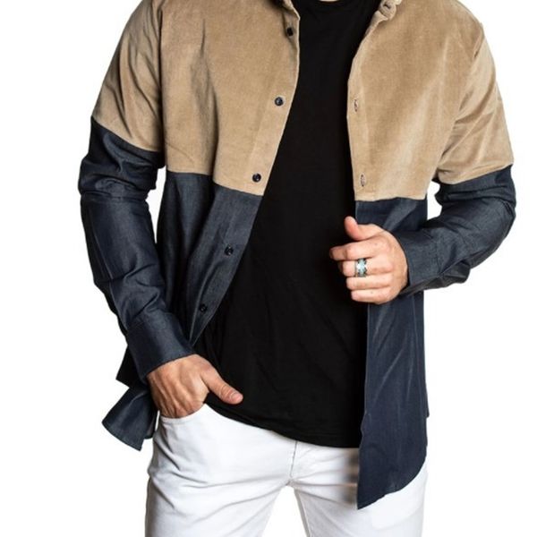 

men's shirts 2021 plicing olid color, White;black