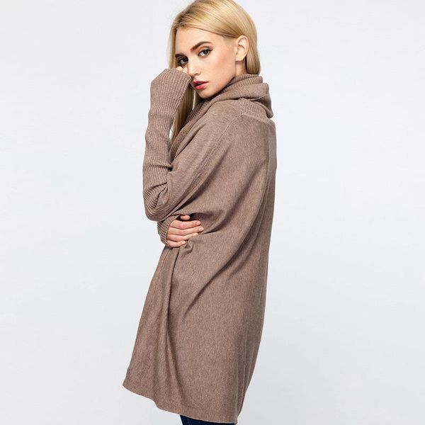 

women's sweaters europe and the united states loose high collar knitted women clothing autumn winter bat sweater, White;black