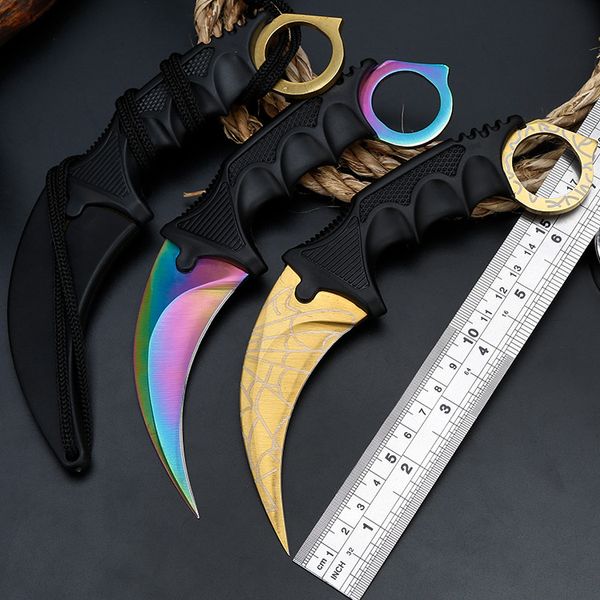 

cs go counter strike claw karambit neck with sheath tiger tooth real sharpen camping hunting knife