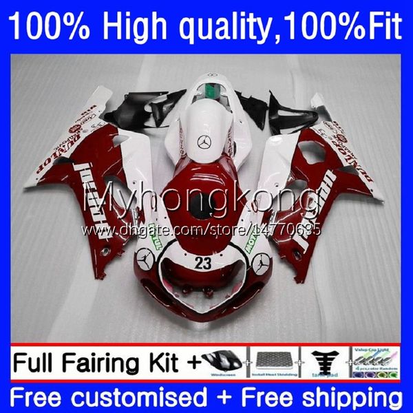 Molde de Injeção para Suzuki GSX-R750 GSXR 600CC 750 600 CC K1 01-03 Body Dark Red White 19NO.106 GSXR-750 600CC GSXR600 2001 2002 2003 GSXR-600 GSXR750 01 02 03 Fairings do OEM