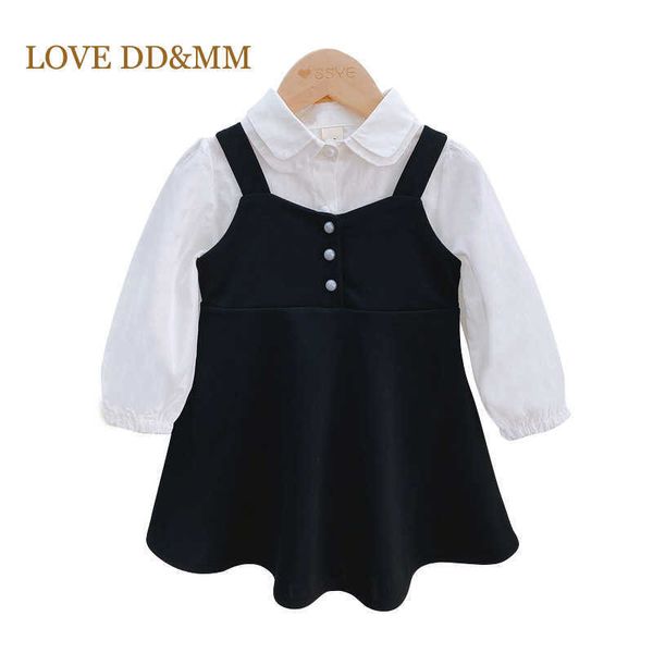 LOVE DDMM Set per ragazze Autunno Camicia elegante per bambini Bretelle Gonna Abito a due pezzi per ragazze Festa per bambini Abbigliamento per 3-8 anni 210715