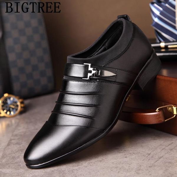 

dress shoes loafers mens italian formal evening leather for men classic oxford sepatu slip on pria buty, Black