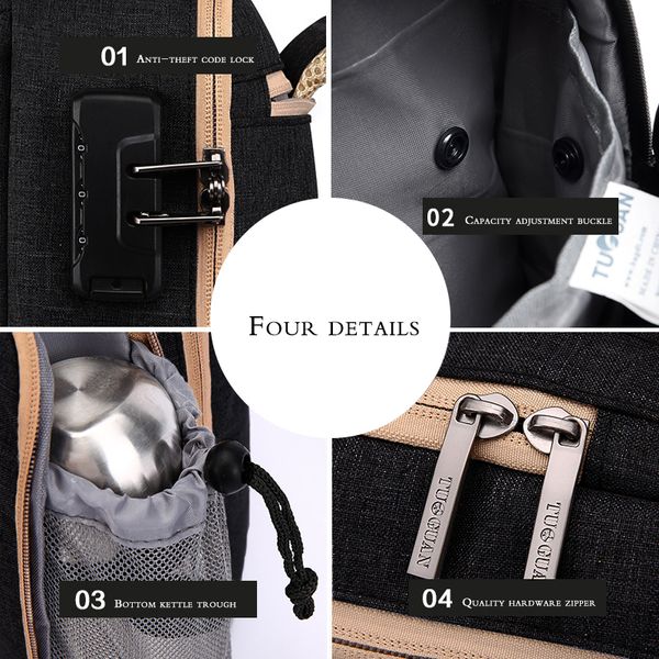 

men waterproof backpacks multifunction anti-theft laptravelling mochila school bags