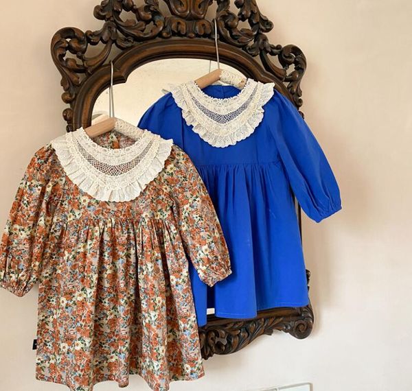 

spring baby girls printed lace dress, princess kids fashion clothing 6 pieces/lot, wholesale girl's dresses, Red;yellow