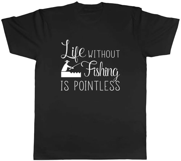 

life without fishing is pointless mens t-shirt tee, White;black