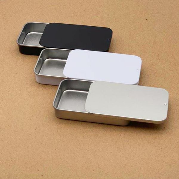 Einfache silberfarbene Blechdose mit Schiebedeckel, rechteckige Süßigkeiten-USB-Boxen, Behälter, Großhandel SN2679