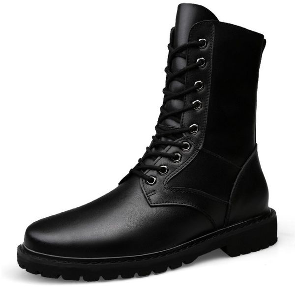 Hohe Plateau-Herren-Stiefeletten aus echtem Leder, klobige Martins-Stiefel für Herren, Punk-Motorrad-Paare, Luxusschuhe