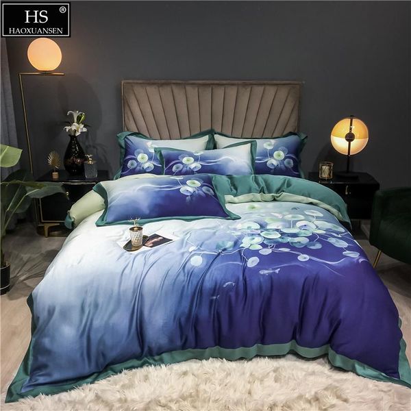 

bedding sets moonlight in lotus pond tencel lyocell 4pieces set summer thin quilt sheets pillowcase duvet cover lightweight comforter