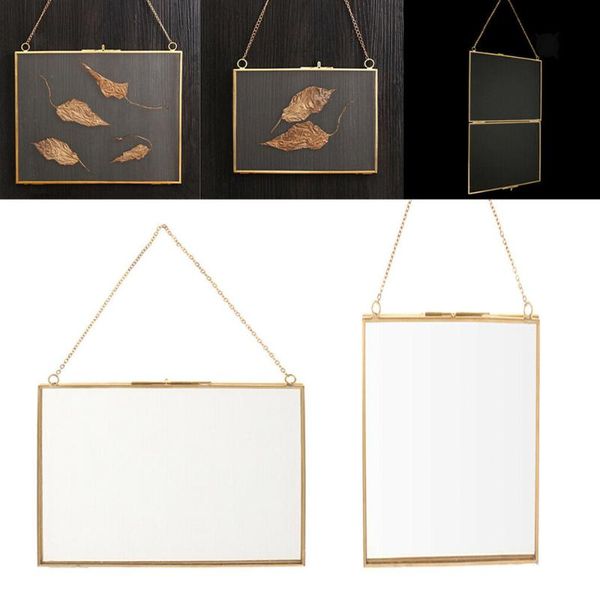 

frames brass retro creative glass artwork plant specimen double-sided metal po frame horizontal/vertical