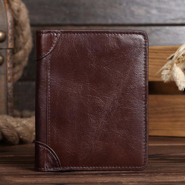 

wallets men wallet oil wax cowhide genuine leather coin purse clutch hasp open retro short thin, Red;black