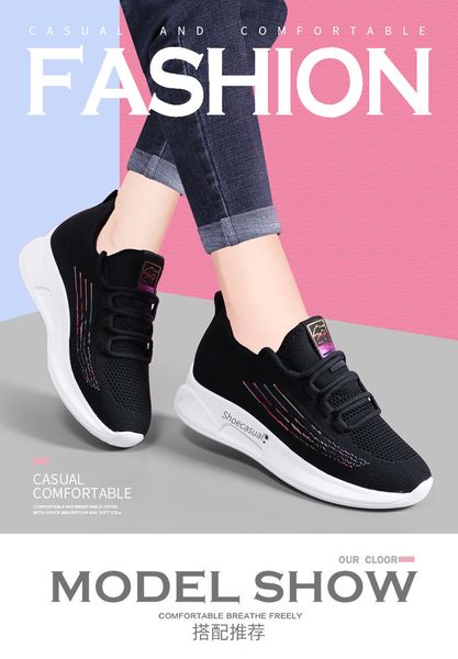 

non-slip sports outdoor breathable shoe leisure rubber sole classic wholesale casual shoes trainers sneaker 001, Black
