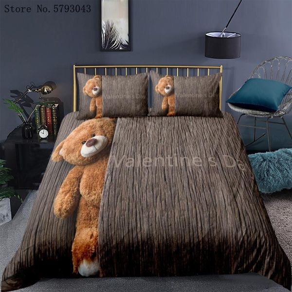 

bedding sets 2/3 pieces cartoon bear set 3d print cute lovely animals duvet cover single  king bed quilt pillowcase