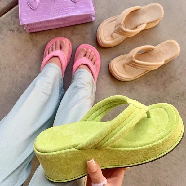 

slippers brand flip flops summer fashion women shoes design slope heel platform shoe high heels 2021 slipper, Black