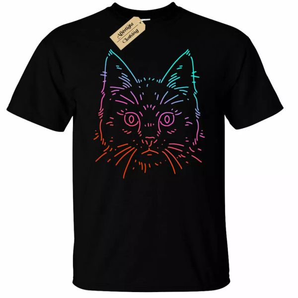 

neon cat t-shirt mens, White;black