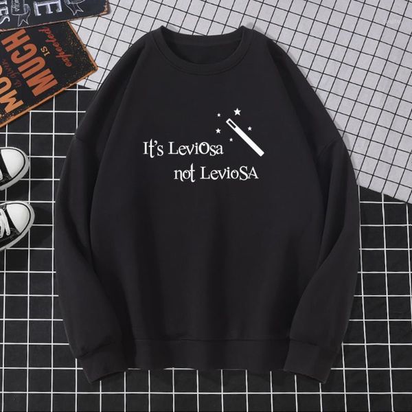 

it's leviosa not funny print hoodie men autumn fleece sweatshirt harry styles loose casual warm clothes hoody men's hoodies &, Black