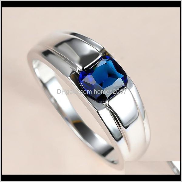 

jewelrysimple male female blue crystal ring charm sier color wedding classic square zircon stone engagement rings for women men drop deliver, Slivery;golden