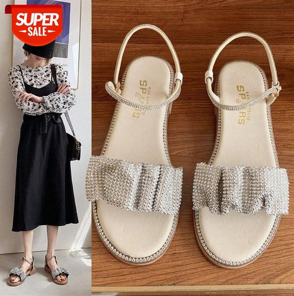 

amanno sandals of the same style female flat-bottomed fashion fairy belt low-heeled #yw8i, Black