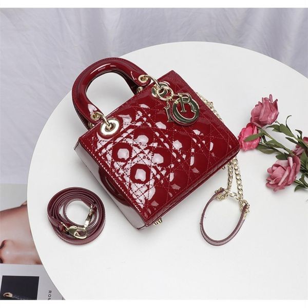 

eather princess bag for women's fashion small fragrance lingge chain slant across star's same patent b designerss luxuryss hand yw