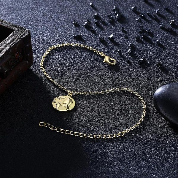 

link, chain bracelets for women gold-color fashion gift round pendant lovely jewellery girls jewelry 2021, Black
