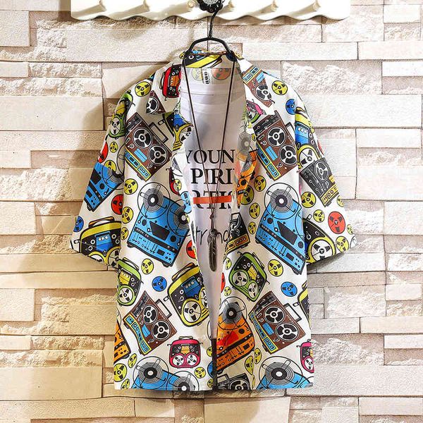 

men's casual shirts ice silk loose short sleeve print camisa social masculina manga longa prom party 4gyq, White;black