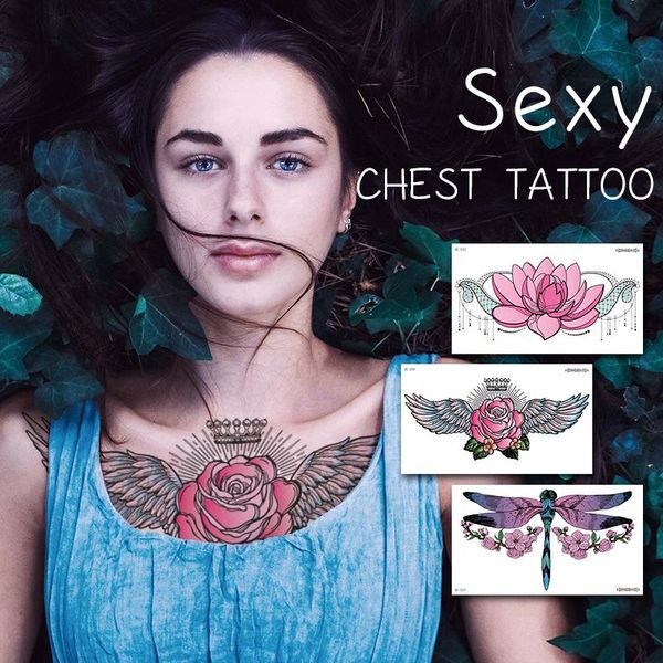 

temporary tattoos tattoo underboob neck breast jewelry stickers henna lace flowers model waterproof women