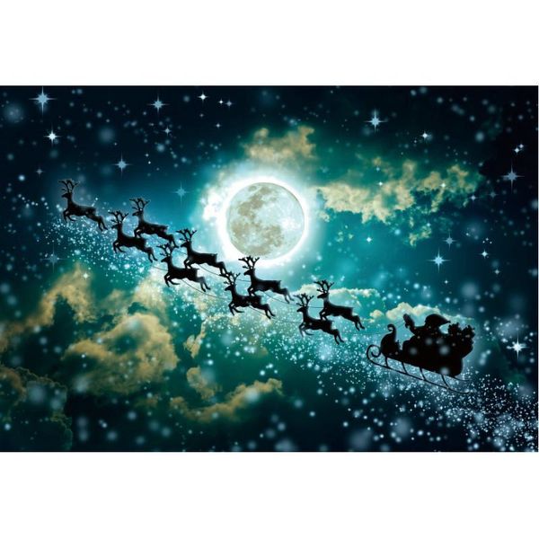 

party decoration christmas starry sky backdrop santa claus riding a sleigh background xmas family po booth