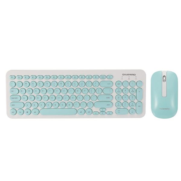 

keyboard mouse combos portable punk wireless set candy color mini 2.4ghz round keycap and combo for pc lapnotebook gifts
