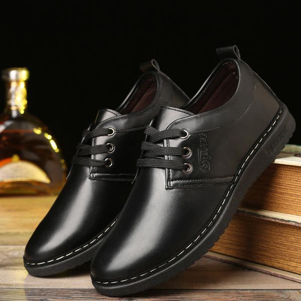 

fashion lace up black leather shoes for men sneakers flats comfortable british casual formal hommes chaussures dress